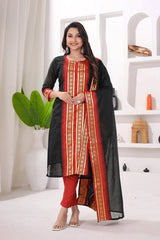 black zari work cotton kurti set