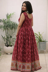 maroon organza silk gown