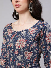 Black Digital Floral Printed Rayon Gown