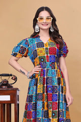 Multicolour Digital Printed Rayon Dress