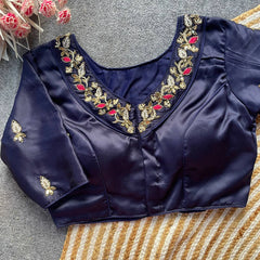 Navy Blue Pure Silk Blouse
