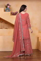 Soft Peach Faux Georgette Suit