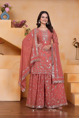 Soft Peach Faux Georgette Suit