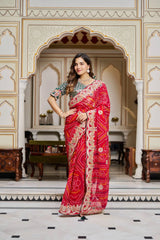 Red Pure Bandhej Saree