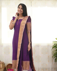 purple Kanchi cotton kurti set