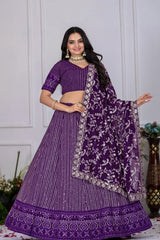 Soft Purple Faux Georgette Lehenga