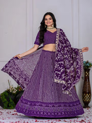 Soft Purple Faux Georgette Lehenga