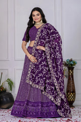 Soft Purple Faux Georgette Lehenga