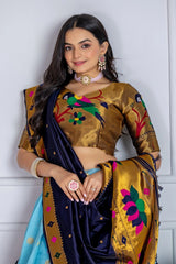 Sky Blue Lichi Silk Lehenga