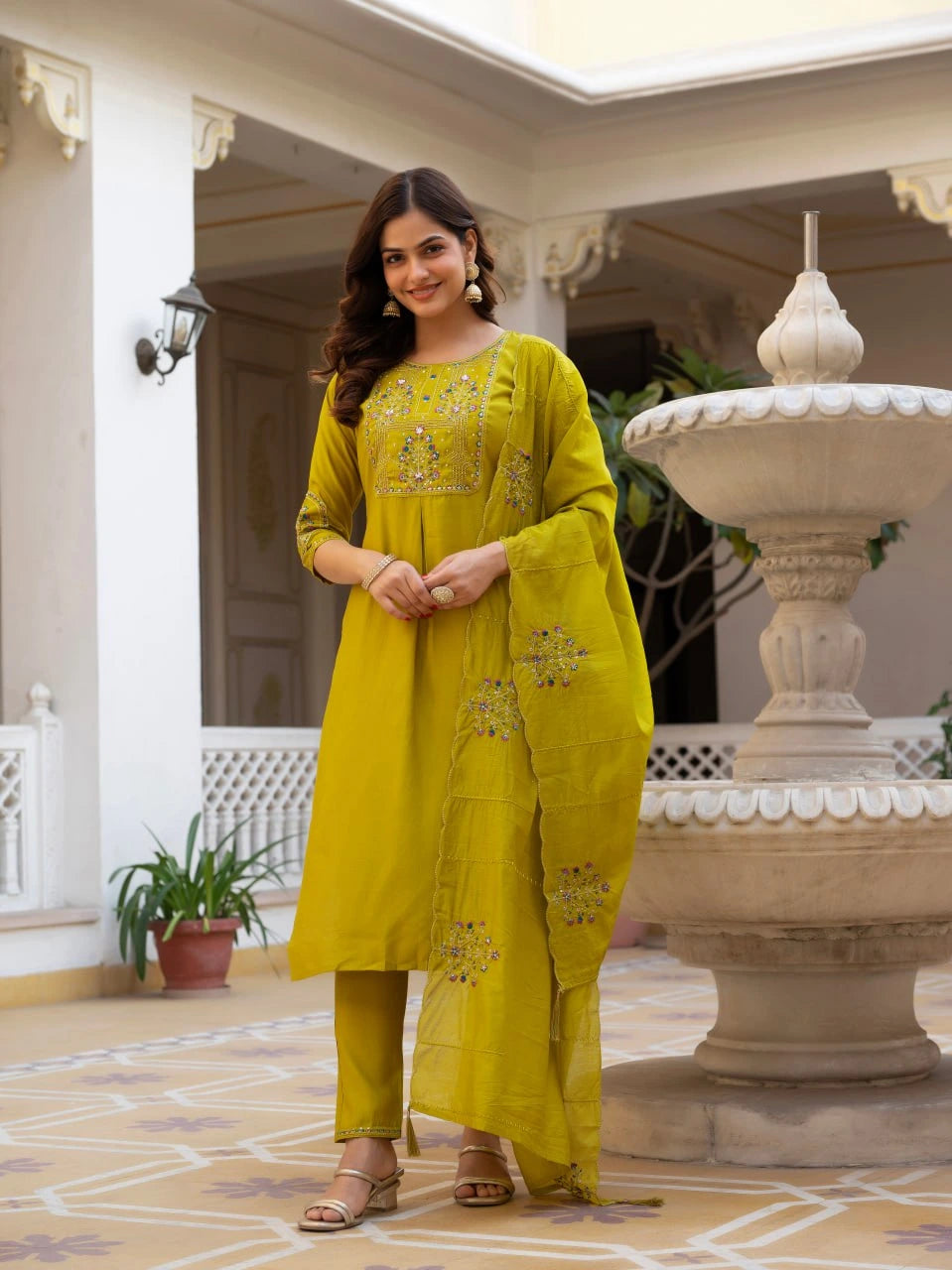 Golden Beige Viscose Silk Kurti