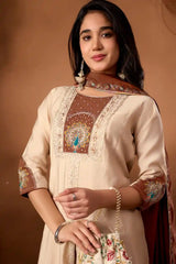 Beige Roman Silk Kurti
