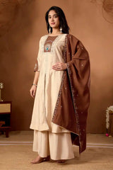 Beige Roman Silk Kurti