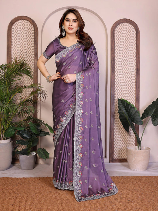 Purple Rangoli Silk Saree Kalyanja Fashion