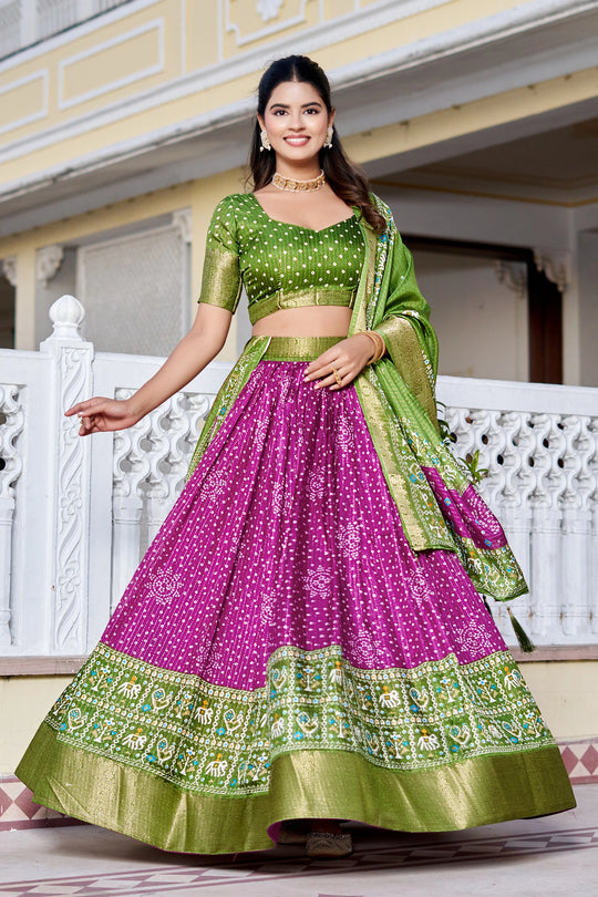 Deep Purple Silk Lehenga