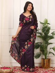 Dark Purple Silk Saree