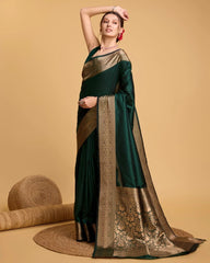Dark Green Soft Silk Saree
