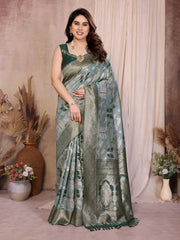 Dark Green Cotton Saree