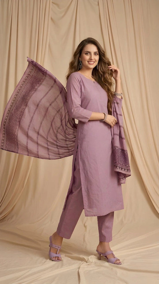Lavender Pink Cotton Kurti
