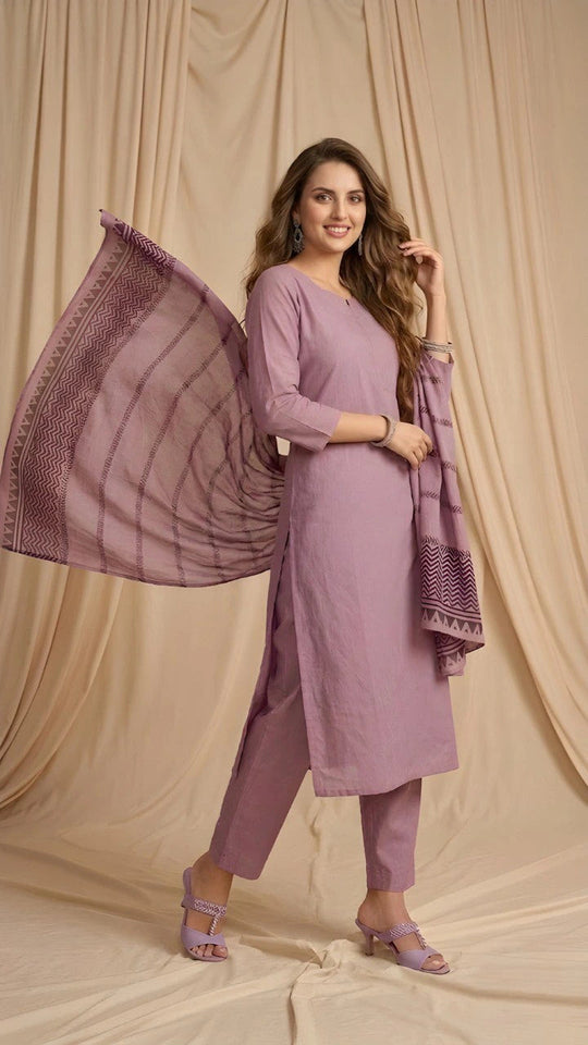 Lavender Pink Cotton Kurti Kalyanja Fashion