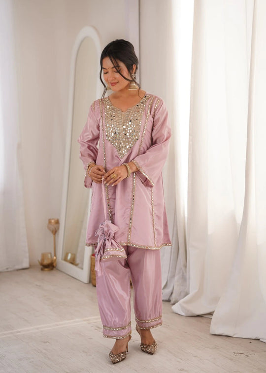 Light Pink Heavy Organza Suit