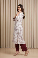 Maroon Print Cotton Kurti
