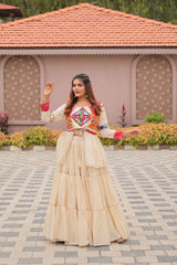 Beige Pure Cotton Lehenga