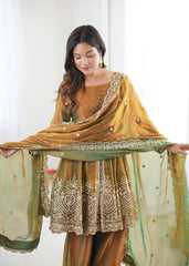 Brown, Yellow Fendy Silk Suit