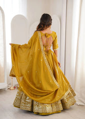 Brown Yellow Silk Lehenga Kalyanja Fashion
