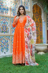 Orange Georgette Suit Kalyanja Fashion