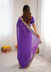 Soft Purple Faux Georgette Saree