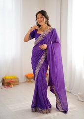 Soft Purple Faux Georgette Saree