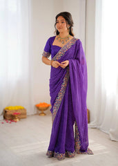 Soft Purple Faux Georgette Saree