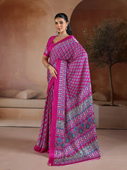Wine Soft Satin Georgette Saree