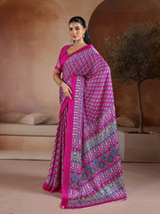 Wine Soft Satin Georgette Saree Kalyanja Fashion