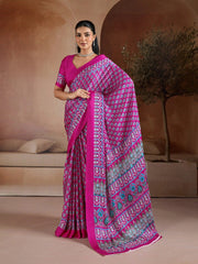 Wine Soft Satin Georgette Saree Kalyanja Fashion