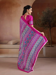 Wine Soft Satin Georgette Saree