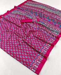 Wine Soft Satin Georgette Saree Kalyanja Fashion