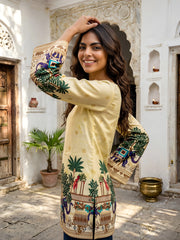 Yellow Kalamkari Print Short Kurti