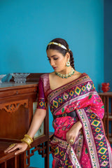 Dark Pink & Purple Zari Weaving Soft Banarasi Silk Saree