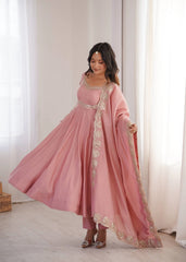 Pink Sequins Suit Full Length KU274 Kalyanja