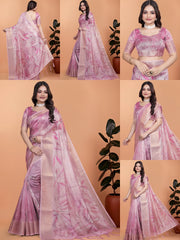 Pink Zari Weaving Saree Multiple Views Collage Kalyanja KS383