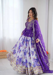 Purple Digital Floral Print Lehenga Faux Georgette Kalyanja KL174 4
