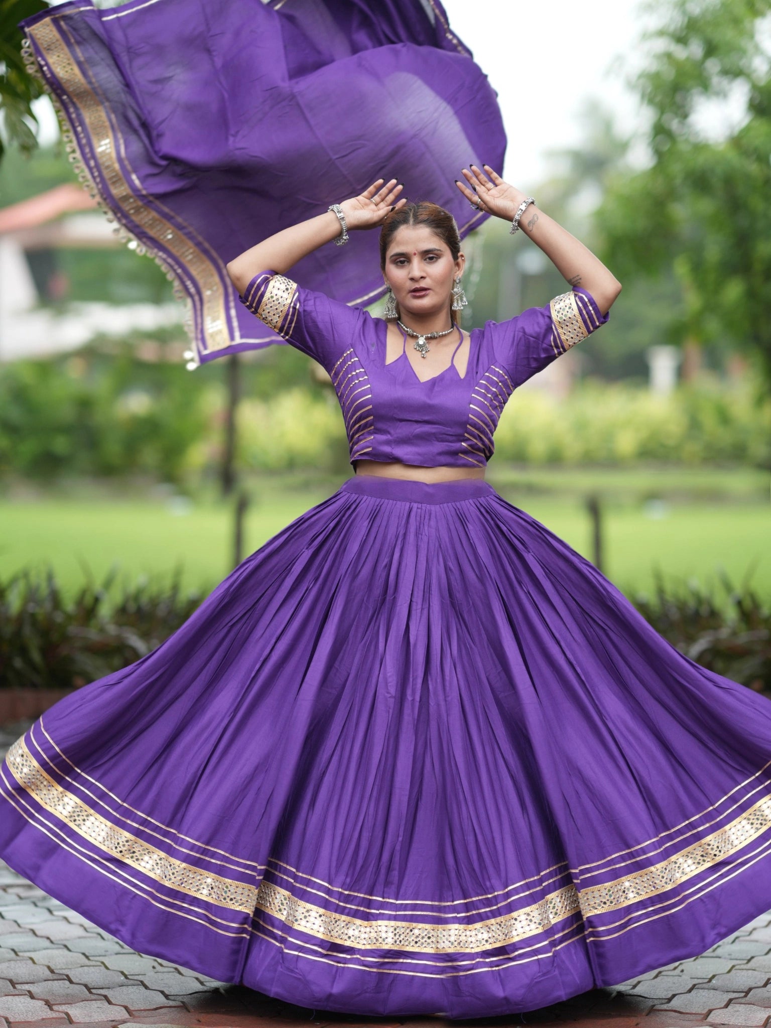 Purple Gota Patti Lehenga Spinning Flair Shot – KL197 – Kalyanja