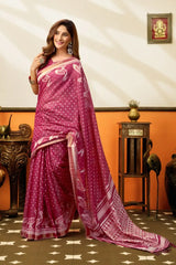 Quartz Pink Jacquard Weaving Saree – Side Pose KS365