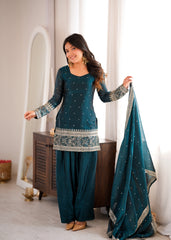 Rama Sequins Embroidered Suit front full-length model view – Kalyanja KU232