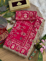 Rani Pink Moti with Mirror Work Saree – Karva Chauth Full View Kalyanja KS401