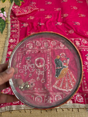 Rani Pink Karva Chauth Saree – Moti Mirror Work Styling KS401