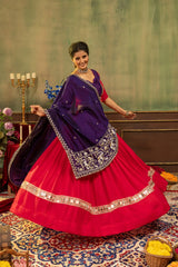 Red Pure Rayon Lehenga flair twirl second angle elephant dupatta – Kalyanja KL170
