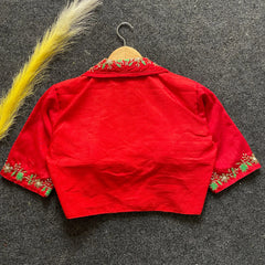 Red Embroidery Work Banglori blouse