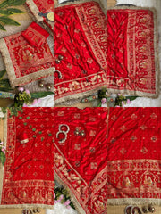 Red Hand Ghungroo with Meena Work Saree – Collage KS403 Kalyanja